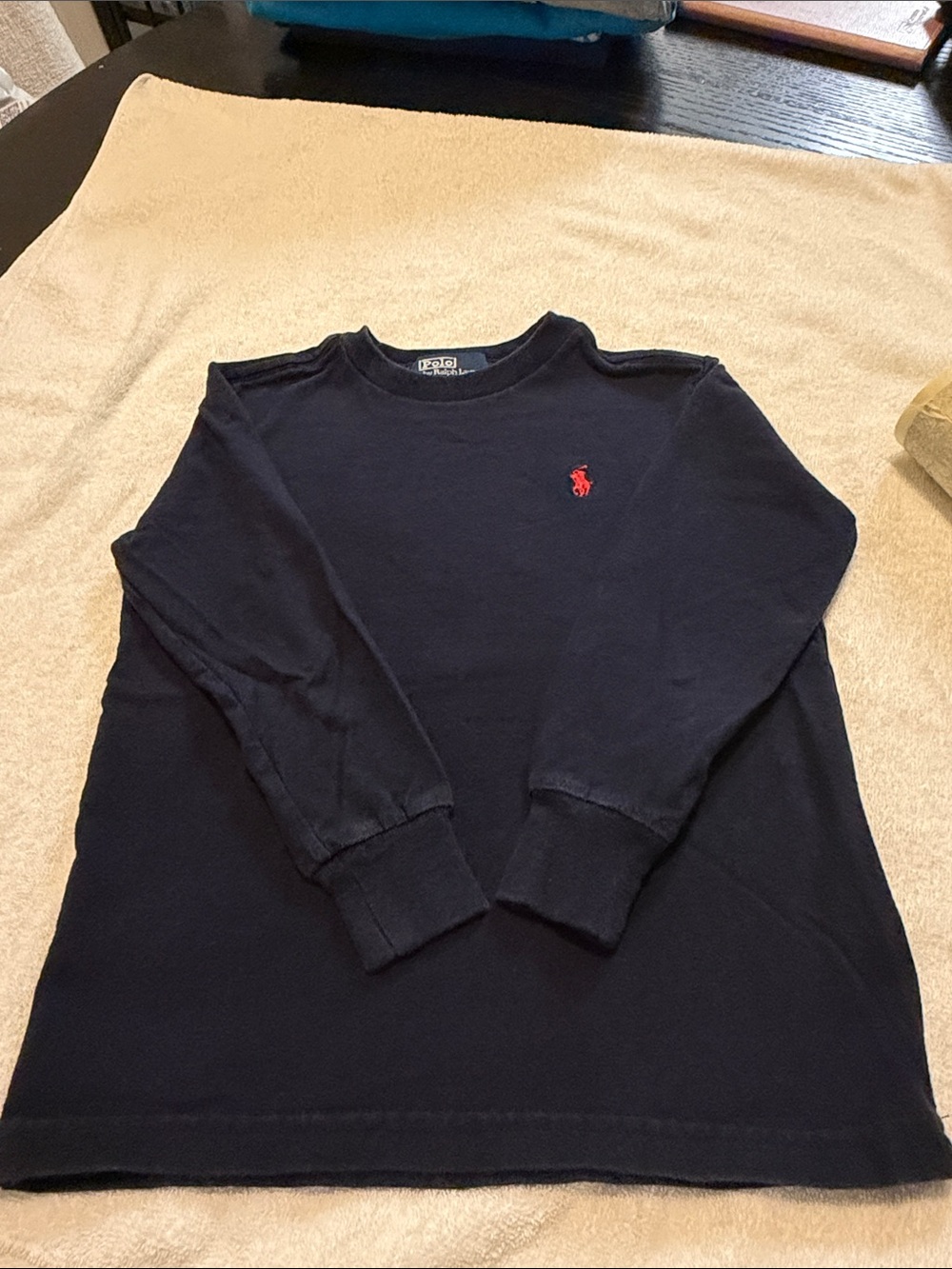 Polo by Ralph Lauren Navy Crewneck Sweater with Red Pony Logo